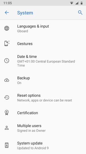 Scroll to and select System update
