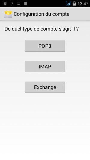 Sélectionnez POP3 ou IMAP