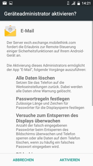 Wählen Sie AKTIVIEREN
