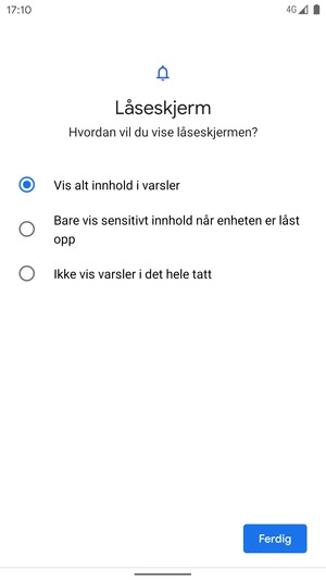 Velg ønsket alternativ og velg Ferdig