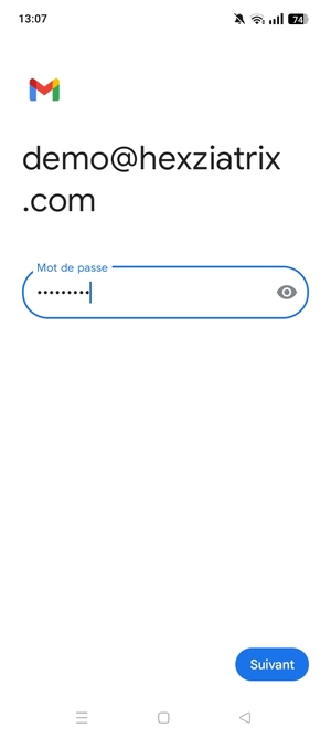 Saisissez votre mot de passe et sélectionnez Suivant