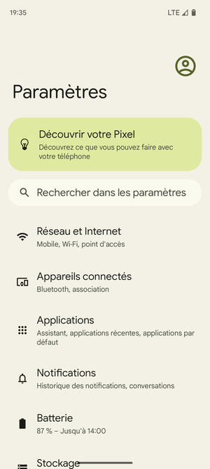 Sélectionnez Réseau et Internet