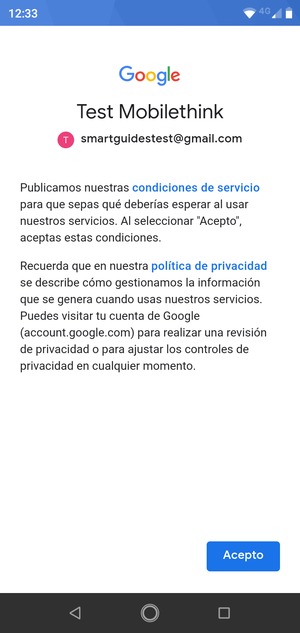 Seleccione Acepto