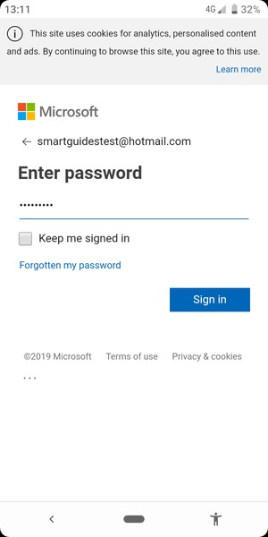 Enter your password and select Sign in