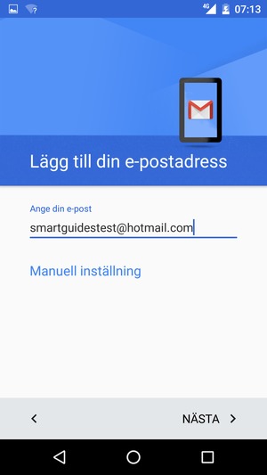Ange din e-postadress och välj NÄSTA