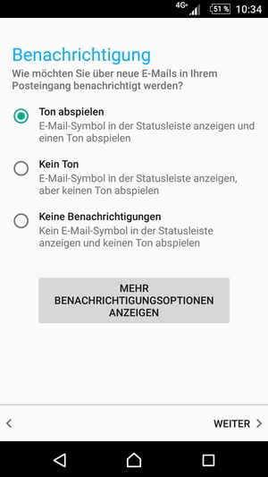 Wählen Sie die gewünschte Option und wählen Sie WEITER