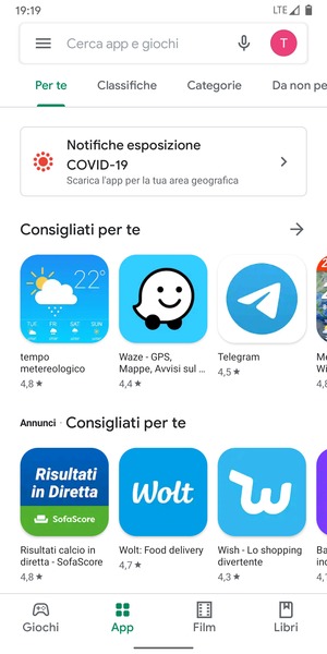 Seleziona la barra di ricerca