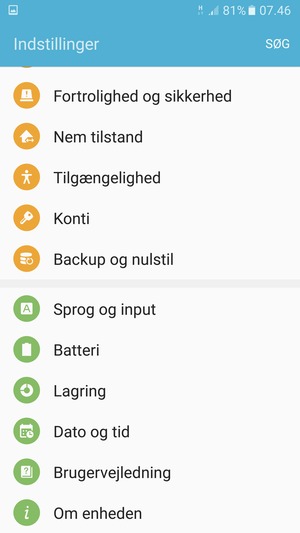 Scroll til og vælg Batteri