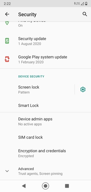 Scroll to and select SIM card lock