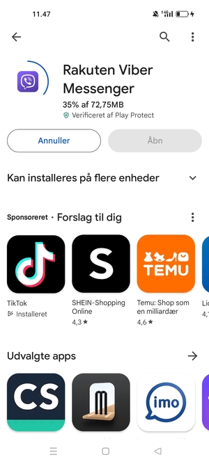 Afvent at installeringen er afsluttet