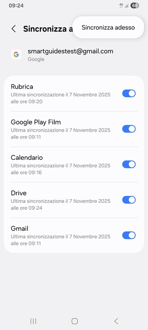Seleziona Sincronizza adesso