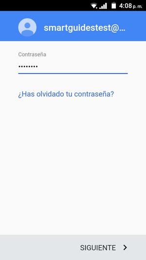 Introduzca su contraseña y seleccione SIGUIENTE