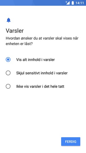 Velg ønsket alternativ og velg FERDIG