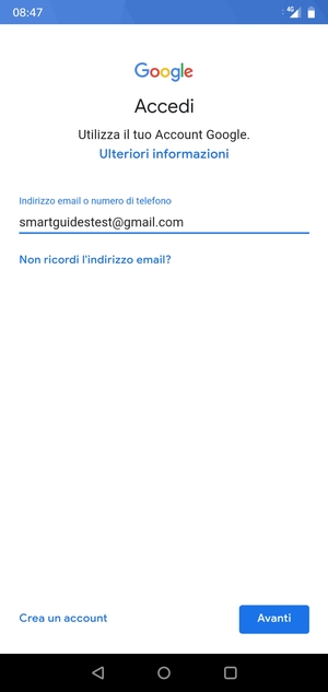 Inserisci il tuo indirizzo Gmail e seleziona Avanti