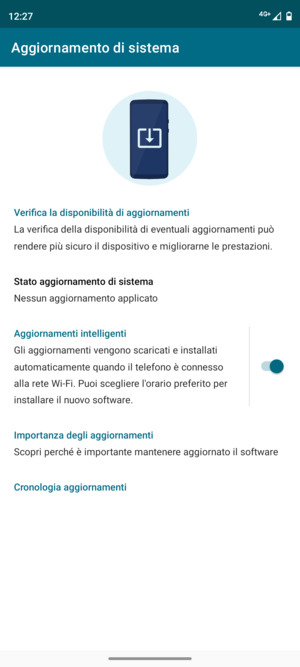 Seleziona Verifica la disponibilità di aggiornamenti