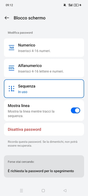 Il tuo telefono è ora protetto dal blocco schermo