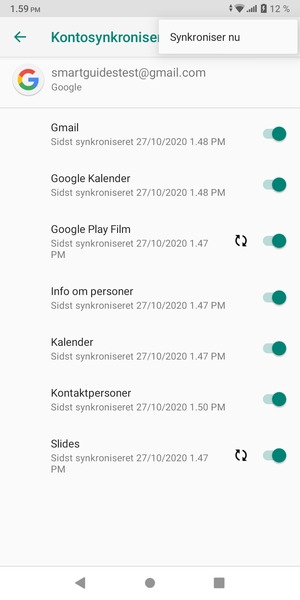 Vælg Synkroniser nu