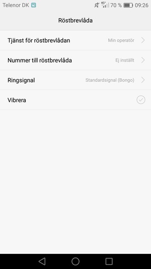 Välj Nummer till röstbrevlåda