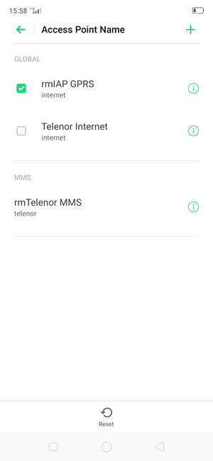 Select Reset