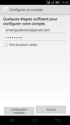 Saisissez votre adresse Gmail ou Hotmail et votre mot de passe. Appuyez sur Suivant