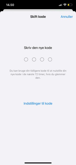 Indtast din nye adgangskode