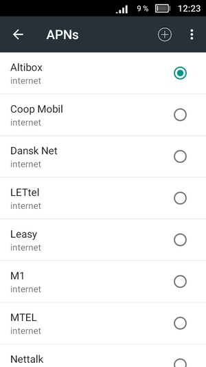 Wählen Sie den Internet-Zugangspunkt
