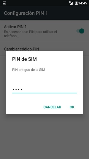 Introduzca su PIN antiguo de la SIM y seleccione OK