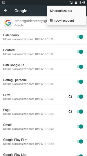 Seleziona Sincronizza ora