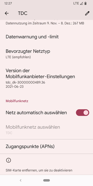 Um das Netzwerk zu wechseln, falls Probleme auftreten, schalten Sie Netz automatisch auswählen aus