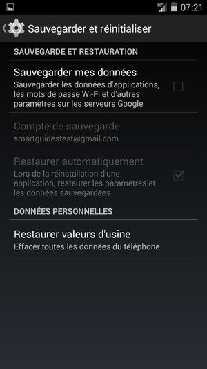 Cochez la case Sauvegarder mes données
