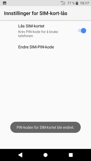 Din PIN-kode for SIM-kort er endret