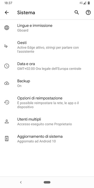 Seleziona Aggiornamento di sistema