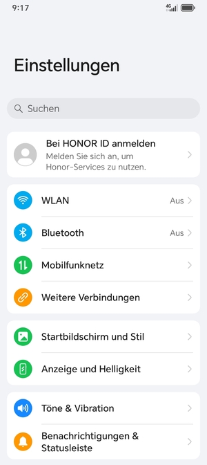 Wählen Sie Mobilfunknetz
