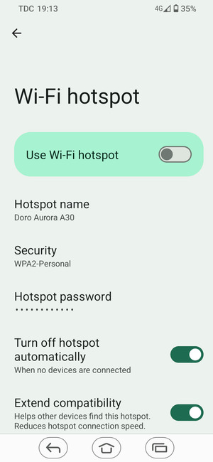 Select Hotspot password