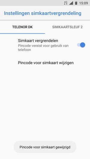 Uw Pincode voor simkaart is gewijzigd