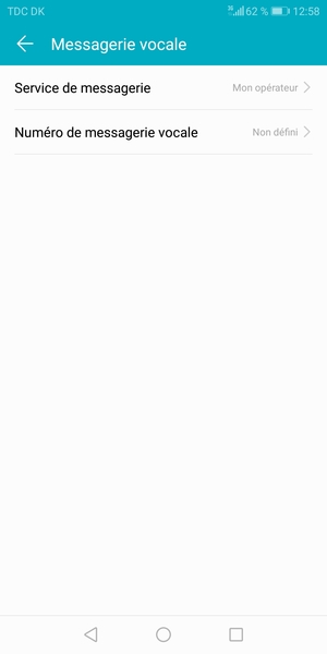 Sélectionnez Numéro de  messagerie vocale