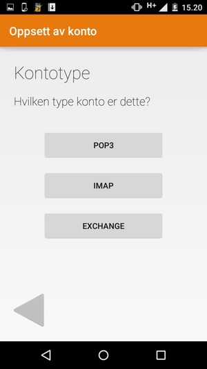 Velg POP3 eller IMAP