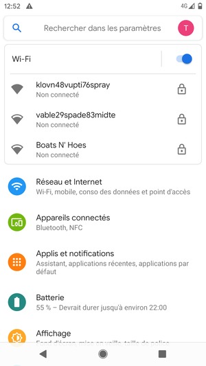 Sélectionnez le réseau sans fil auquel vous souhaitez vous connecter