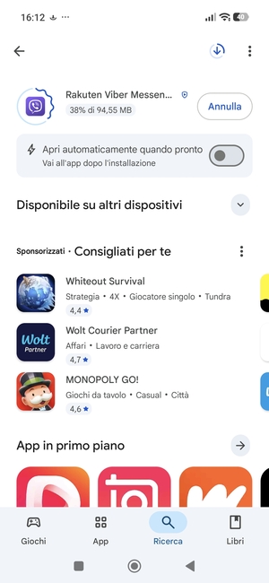Attendi il completamento del processo di installazione