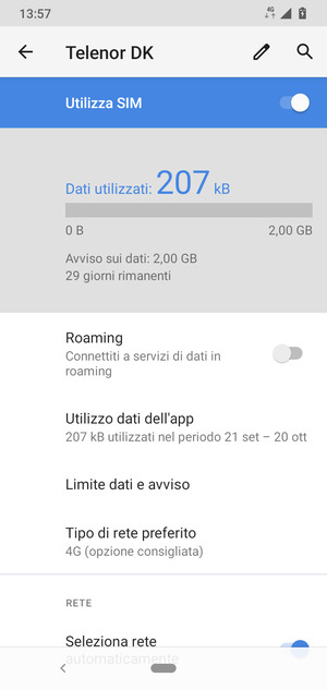 Seleziona Tipo di rete preferito