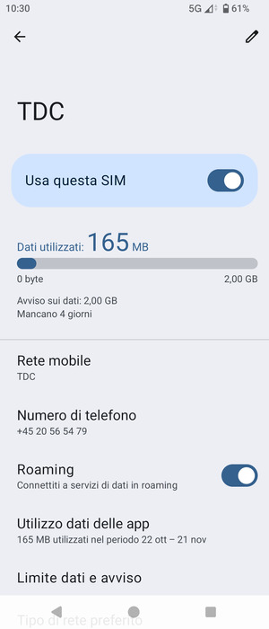 Attiva o disattiva Roaming