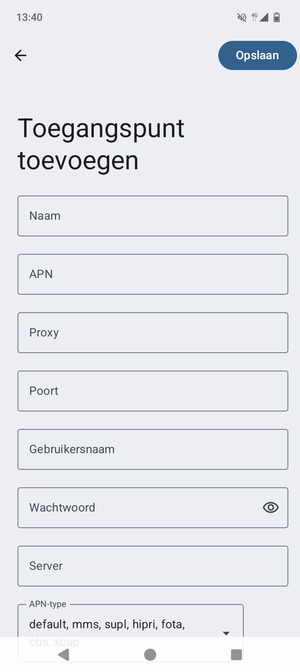 Voer internetgegevens in