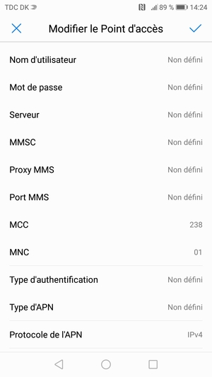 Faites défiler vers le bas et saisissez les informations Internet