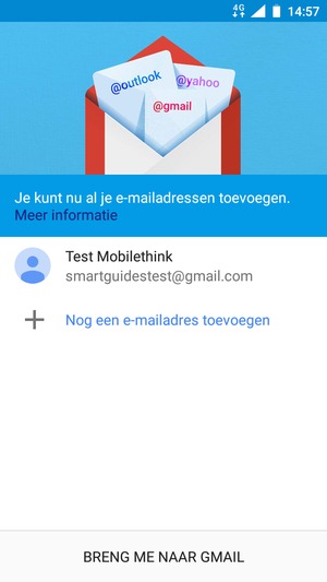 Selecteer BRENG ME NAAR GMAIL