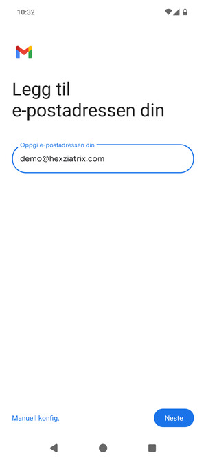 Skriv inn e-postadresse og velg Neste