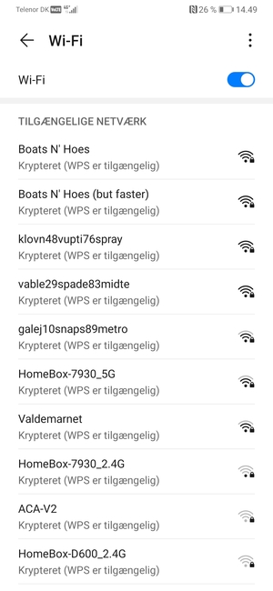 Vælg det trådløse netværk, du ønsker at oprette forbindelse til