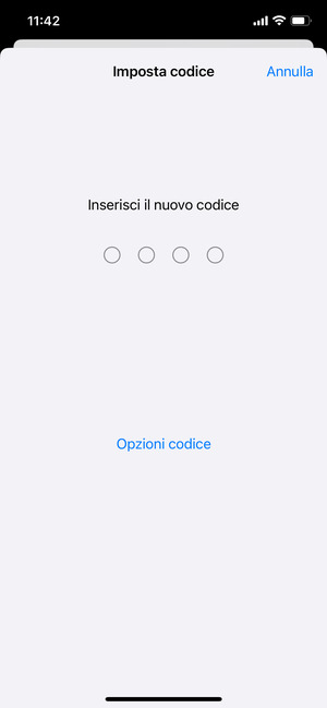 Inserisci il nuovo codice di accesso