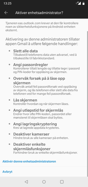 Bla til og velg Aktivér denne enhetsadministratoren