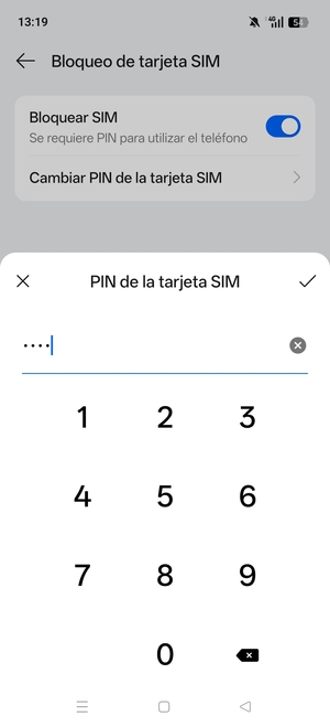 Introduzca su Nuevo PIN de la tarjeta SIM y seleccione Aceptar