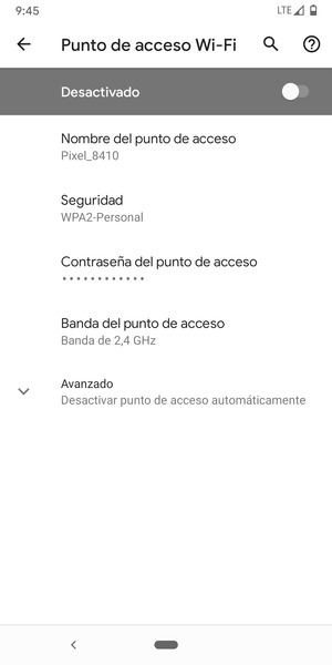 Seleccione Contraseña del punto de acceso